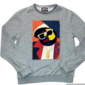 BKYS Notorious BIG Biggie Smalls Crew Neck Sweatshirt Textured Fleece Appliqué